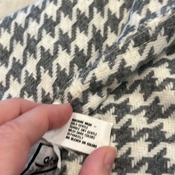 VINTAGE Houndstooth Plaid Midi Pencil Skirt Wool Blend | Grey/White | S/M - Picture 7 of 11